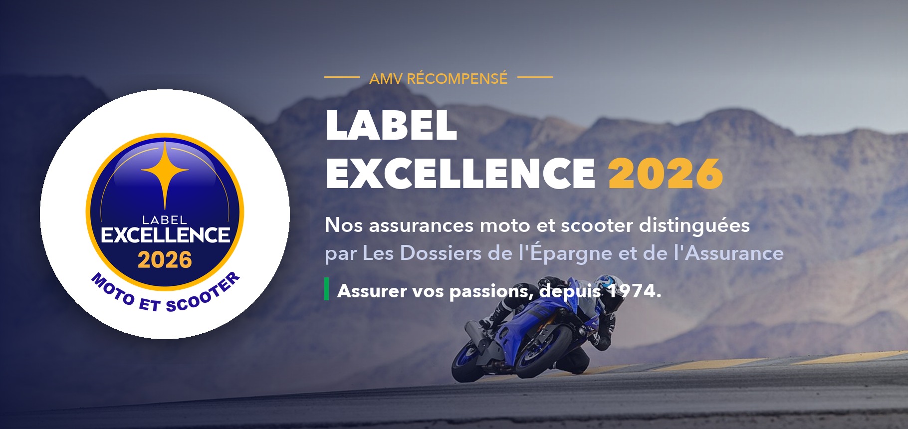 AMV reçoit le Label Excellence 2026 pour ses assurances moto et scooter